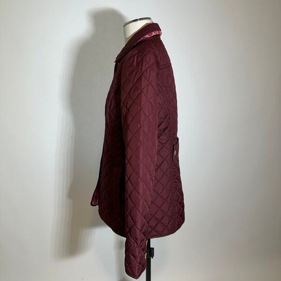 C. Wonder Burgundy Quilted Puffer Jacket Coat Button Front Womens Size Small S - Picture 4 of 12